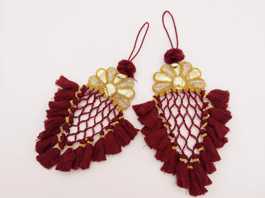 Gold Hand Embroidered Brown Tassels Latkans, Indian Tassels, Boho Chic Tassels